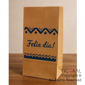 BOLSITA PAPEL FELIZ DIA CON STAMPING AZUL 12.5X24.5CM x 10